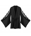 Silk robe with lace