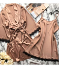 Silk robe with lace