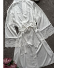 Dressing gown with flounces made of artificial silk