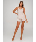 Faux silk pajamas with slits on the shorts