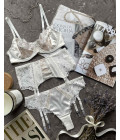 Three-piece set with satin and lace