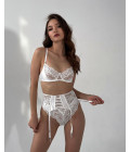 Three-piece set with satin and lace