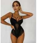 Bodysuit with lace and lacing at the back