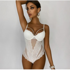 Bodysuit with lace and lacing at the back