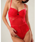 Chic cup bodysuit with lace and micro mesh